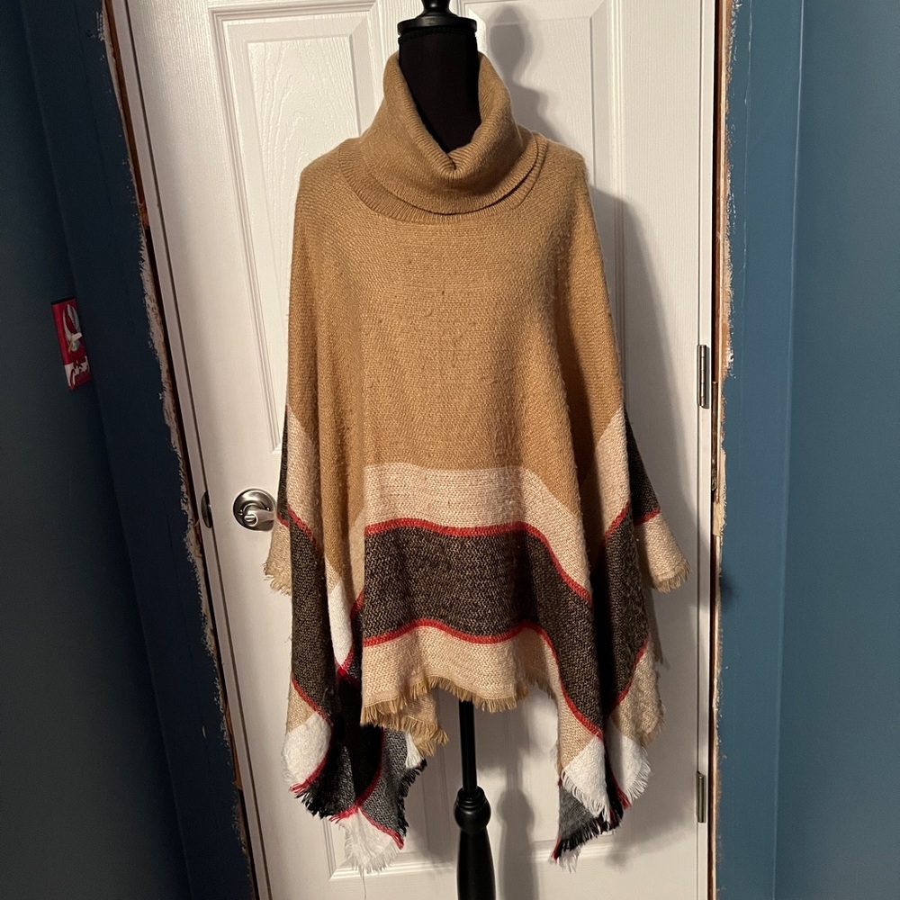 Stylish Tan and Brown Poncho